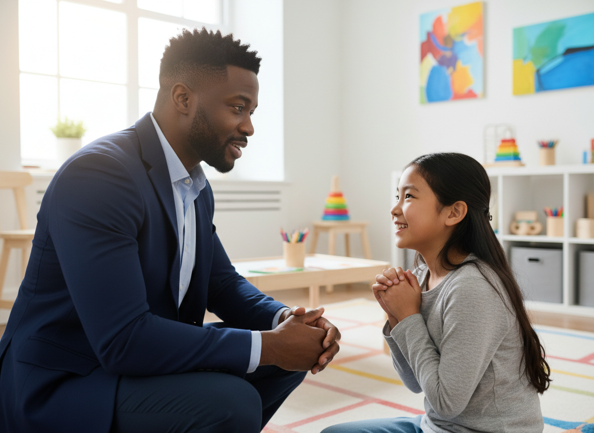 A trusting moment of connection during a behavior support session